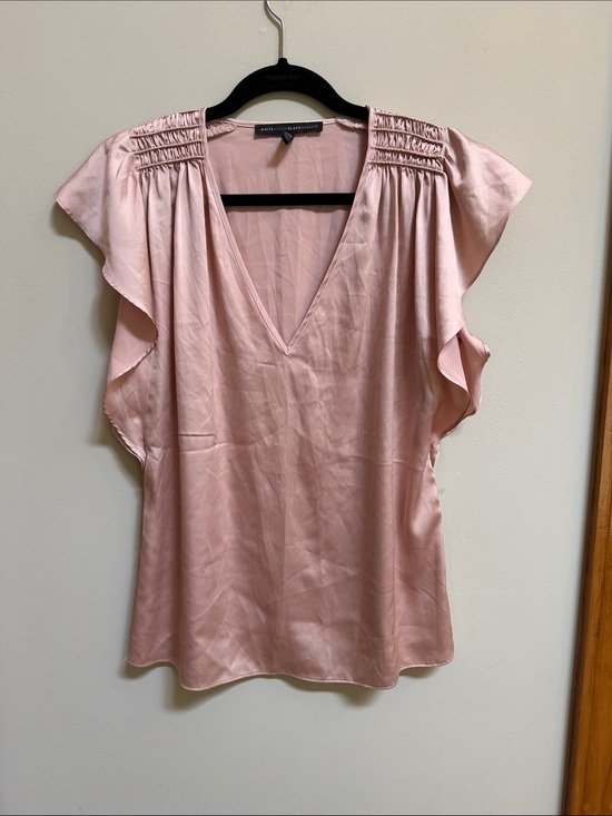 White House Black Market Tops - White House Black Market Blush Pink V-Neck Flutter Sleeve Blouse